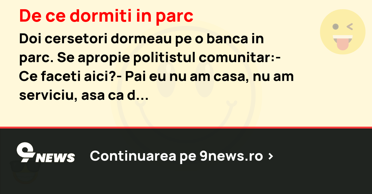 De ce dormiti in parc
