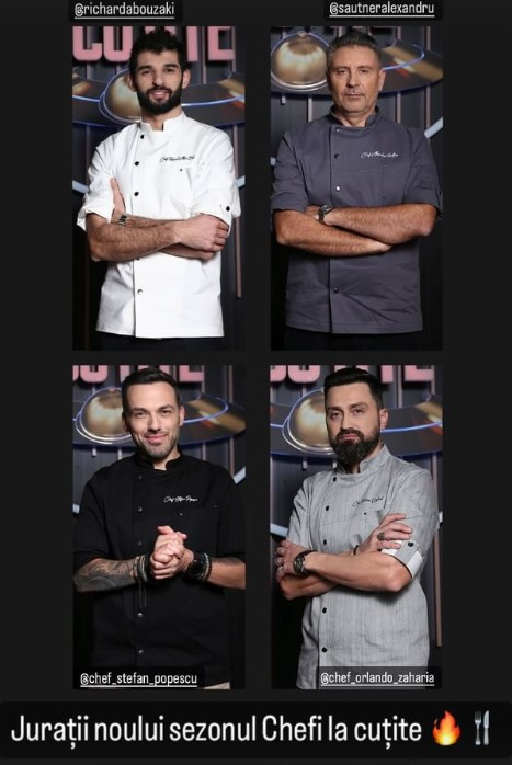 Cine sunt noii jurați Chefi la Cuțițe. Vor fi patru, în loc de trei, și au rezultate extraordinare în bucătărie