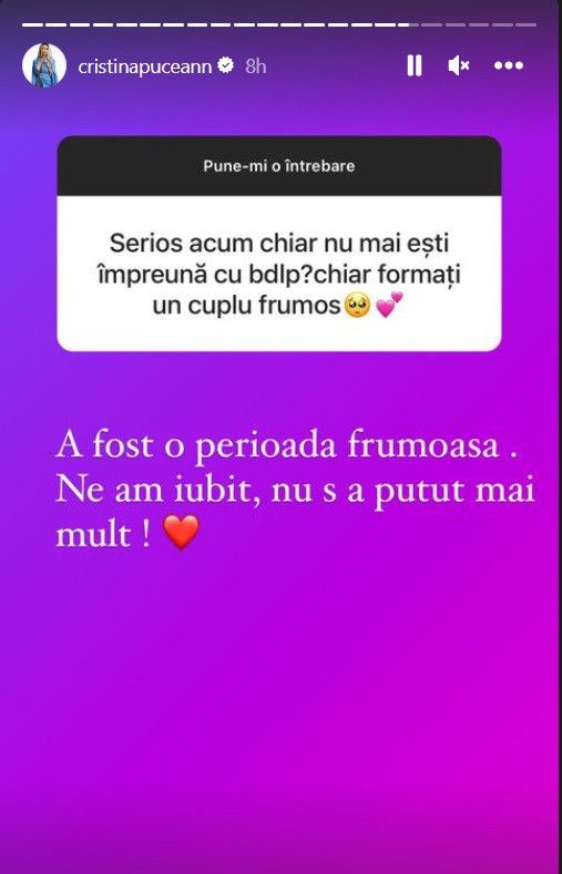 Bogdan de la Ploiești și Cristina Pucean s-au despărțit, după nouă luni de relație: „Nu a fost să fie”