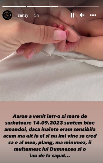 Sensy a născut. Influencerița a postat prima imagine cu bebelușul: „Te aștept de o viață”