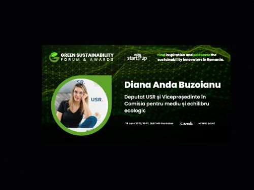 Diana Buzoianu, Deputat USR, vine pe 29 iunie la Green Start-Up Sustainability Forum & Awards
