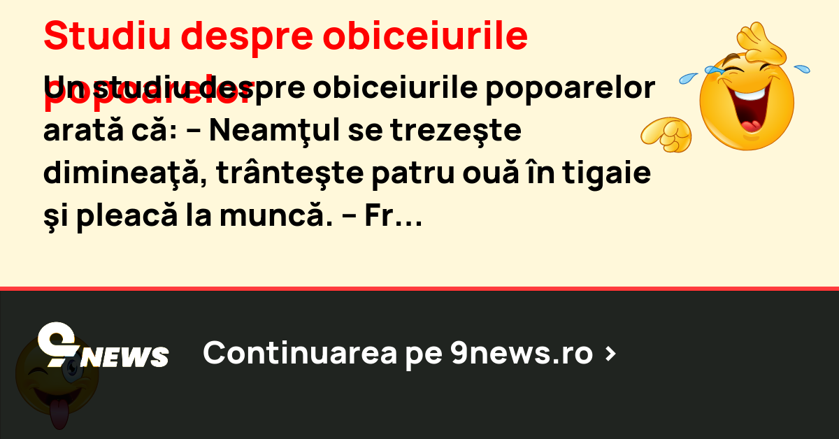 Studiu despre obiceiurile popoarelor