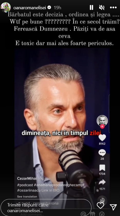 Oana Roman l-a desființat pe Cezar Ionașcu: „În ce secol trăim? Ferească Dumnezeu”