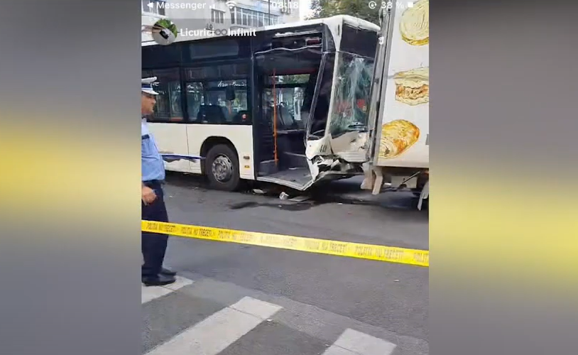 Accident grav pe Calea Dorobanți. Șoferul unui STB și trei pasageri au ajuns la spital