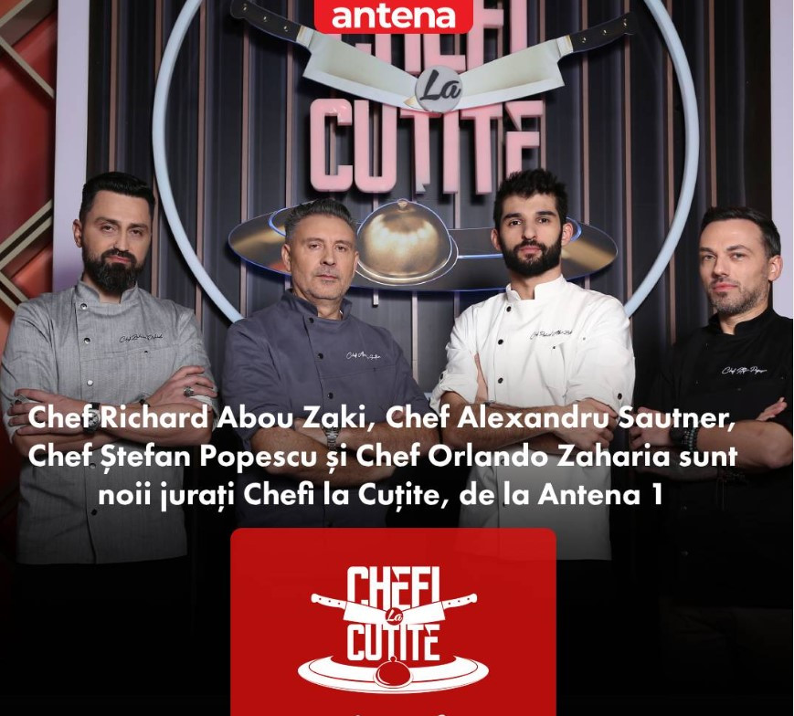 Cine sunt noii jurați Chefi la Cuțițe. Vor fi patru, în loc de trei, și au rezultate extraordinare în bucătărie