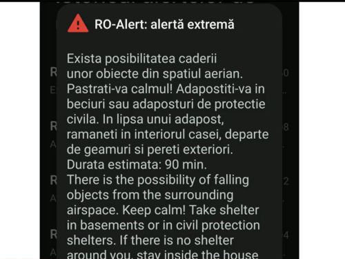 Mesaj RO-Alert în Galaţi, în urma bombardamentele din portul Reni. „Există posibilitatea căderii unor obiecte din spaţiul aerian”